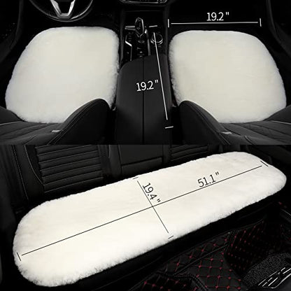 IRIWOOL Genuine Sheepskin Auto Seat Pad, Soft Wool Seat Cover Breathable and Sweat-Wicking Comfort Warm Universal Fit (Front seat Cushion 2pcs & Rear seat Cushion 1pc, Dark Grey) - color: Dark Grey, size: 3 Piece Set