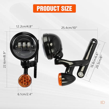 XFMT Motorcycle 4.5" Auxiliary Spot Fog Light LED Turn Signal Light W/Bracket For Harley Touring Road King 1994-Later Electra Glide 1997-Later Street Glide FLHX 2006-Later, Black - color: Black