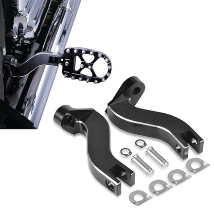 Rear Passenger Foot Peg Bracket Foot Peg Extension Mounting Kit for Harley Touring Road King Road Glide Street Glide Electra Glide Models 1993-later (Gloss Black) (Replaces HD# 50198-97B)