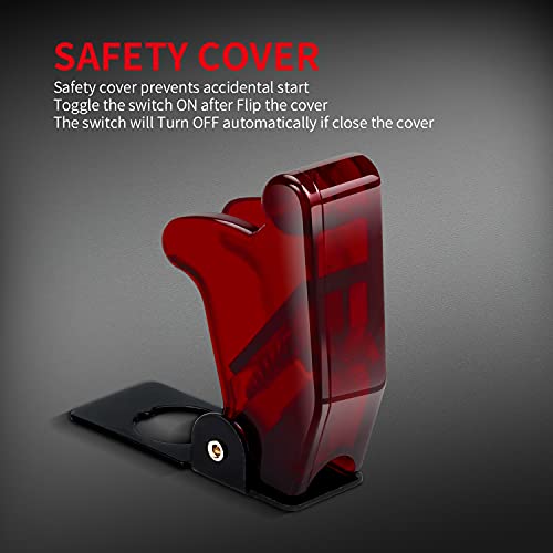 DaierTek Red 12V LED Lighted Toggle Switch with Aircraft Guard Safety Flip Cover 12 Volt DC 20A Heavy Duty Covered Illuminated Lit for Racing Auto Car ATV UTV Golf Cart -2Pack - color: Red LED with Cover