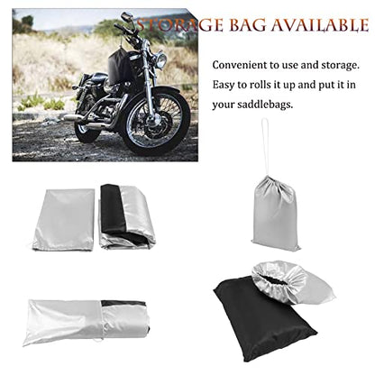 BAIONE Waterproof Motorcycle Dust Cover with Lock Holes for Indian Chief, Chieftain Roadmaster,Dark Horse, Springfield, 116 Inches XXXX Large(Black and Silver)