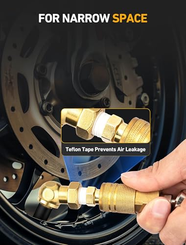 LUMITECO 2-Pack Heavy Duty Air Chuck Set,Screw On Tire Inflator Nozzle & Closed Ball Tire Chuck with 1/4" NPT Standard Quick Plug, Tire Air Chuck w/Presta Valve & Air Pump Ball Needle Set - size: Ball Foot+Twist On