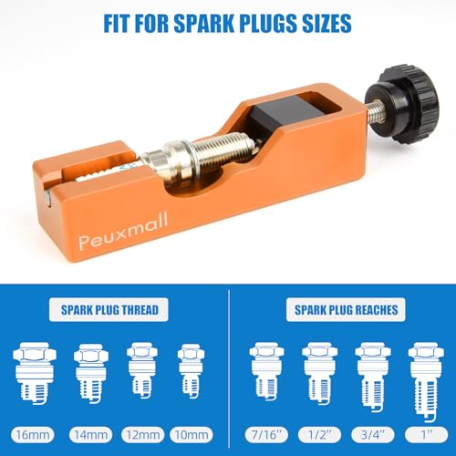 Spark Plug Gap Tool, Spark Plug Gapping Tool with 32 Blade Steel Feeler Gauge, Universal Spark Plug Gap Tool for Most 10mm 12mm 14mm 16mm Spark Plugs (Orange) - color: Orange