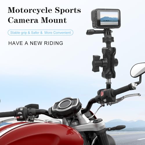 Camera Mount with 360°Dual Ball Head, Motorcycle Handlebar Mounting Bundle Kit for lnsta360 X5/X4/X3/X2/Gopr01/4-20 & Tripod Adapter, Action Camera Mount Adapter for M6 Hole Base,75017 - style: M6 Action Camera Mount Kit