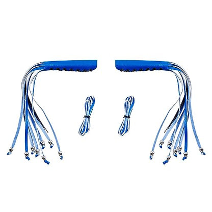 Motorcycle Lever Cover PU Leather Fringed Brake Clutch Covers Universal Grip Tassels Motorcycle Handlebar Covers with Skull Beads - color: Blue
