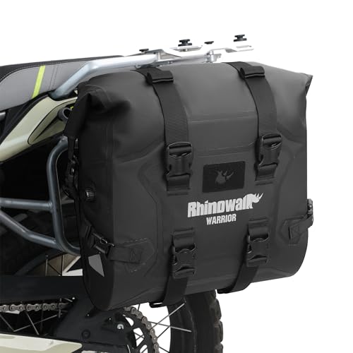 Rhinowalk Motorcycle Saddlebag Waterproof Luggage Bag Quick Release Motorcycle Side Bag 24L Fits Most Adventure and Sports Bike Motorbike Racks (Black, 1 pc) - size: 24 liters