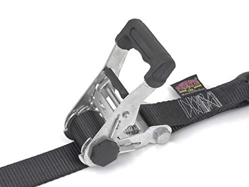 PowerTye Industrial Ratchet Tie-Down Kit - Made in USA - 1.5 inch x 8ft - Heavy Duty Ratchet Straps with S-Hooks, 4-Pack + Storage Bag, for Motorcycles, UTVs & Trailers, 1,000 W.L.L., Black (4-Pack) - color: Black