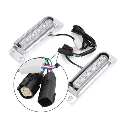 Rear Fender Filler Panel Lights Saddlebag LED Inserts Support Auxiliary Light Fit for Harley Electra Glide Ultra Limited Road King Road Glide 2014-2024 (Chromed Housing Transparent Lens) - color: Chromed Housing Transparent Lens