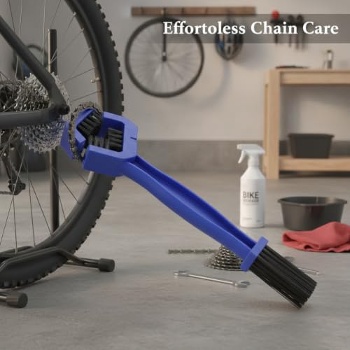 Double-Headed Bicycle Chain Brush for Bike & Motorcycle Cleaning, Durable PP Plastic Tool - color: Blue