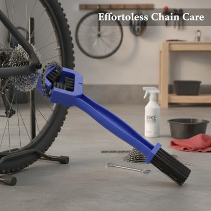Double-Headed Bicycle Chain Brush for Bike & Motorcycle Cleaning, Durable PP Plastic Tool - color: Blue