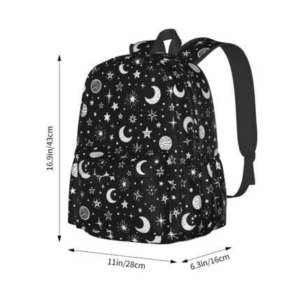 Black and White Stars and Moon Backpack Bookbag Laptop Backpacks Multipurpose Daypack for Boys Girls School Men Women Travel Hiking - color: Black and White Stars and Moon