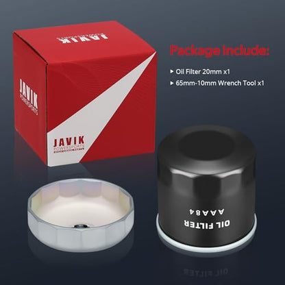 JAVIK Oil Filter 20mm & 65mm-10mm Wrench Tool Fit for Kawasaki KAF300 KAF400 KAF620 KAF622 KAT620 1991-2024,O.E.M#49065-7010 49065-2078