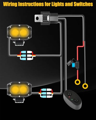 4 Inch LED Pods Driving Lights, 48W Rectangle Offroad Lights Cube Spotlights with Amber&White DRL, 120° Combo Beam 3 Modes LED Auxiliary Lights with Wiring Harness for Trucks SUV ATV UTV Motorcycle - color: 4in Amber&White Spotlight+Wire