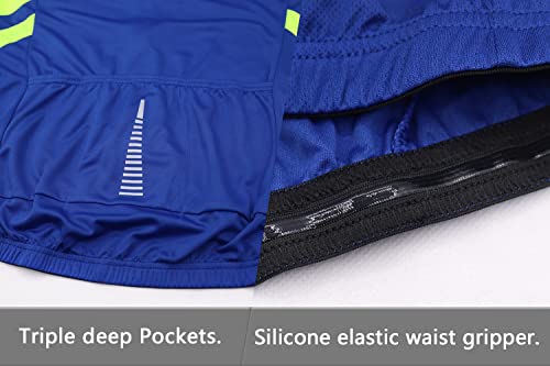 ARSUXEO Men's Full Zipper Long Sleeves Cycling Jersey Bicycle BikingBike Shirt 6030 - color: Blue, size: XX-Large