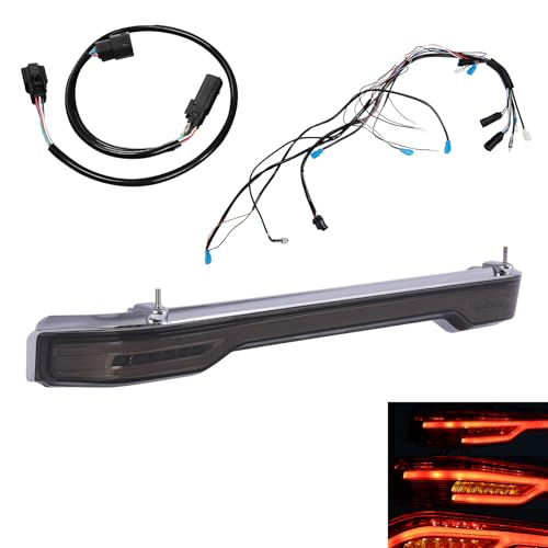 TCMT King Trunk Sequential Dynamic Flowing LED Tail Light Assembly Wiring Harness Fits For Harley Touring Road King Road Street Electra Glide Tri Glide Ultra Limited 2014-2025 Smoke Len - color: Smoke Lens Chrome Housing B, size: Light Set(17 Funtions)