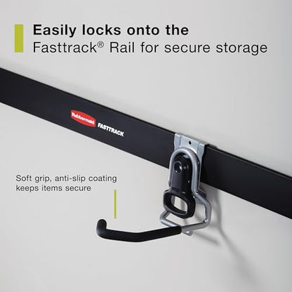 Rubbermaid Fasttrack Garage Organization System Vertical Bike Hook Black Holds up to 50 Pounds Wall Mount and Heavy Duty Garage Hanger for Bike Storage (Pack of 6) - size: 1 Count (Pack of 6), style: Bike Hook