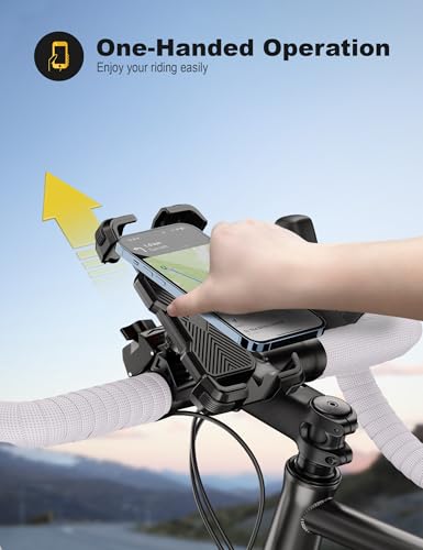Grefay Bike Phone Holder, Universal Motorcycle Phone Holder with 360 Rotate for 4.7-6.8 Inch Smartphones, Compatible with Road Bike MTB Scooter