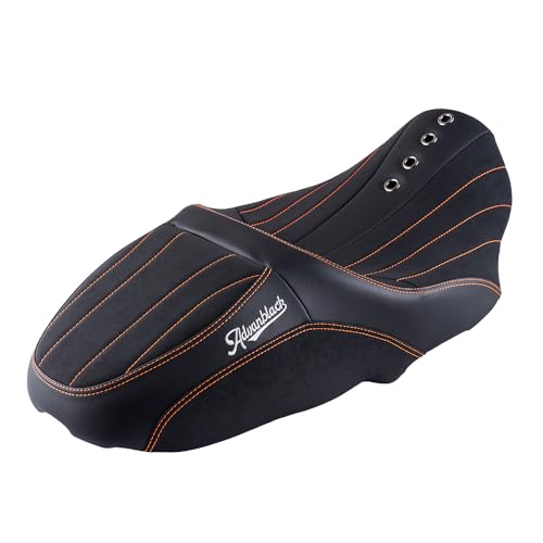 Advanblack SIK Baggers Touring Seat with Custom Stitching for 2009–2023 Harley Road Glide, Street Glide, Road King & Electra Glide，Gel-Lab Cushion, Synthetic Suede, No Backrest Slot (Orange Stitching) - color: Orange Stitching