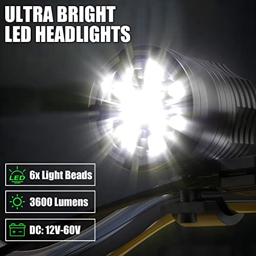 Motorcycle Driving Lights 12-60V 40W 3600LM LED Fog Lights for ATV UTV Bike Car Truck Boat Forklift Waterproof LED Spotlights with 6 Light Beads High Low Strobe Beam Switch Universal (Black 2) - color: Black 2