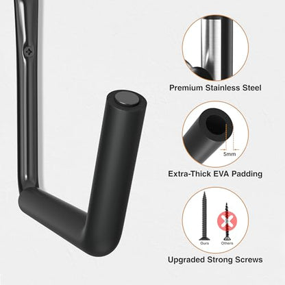 niffgaff Heavy Duty Garage Storage Hooks - 120 LB Capacity Wall Mounted Rack for Kayaks, Ladders, and Bikes - color: Black 2 pack
