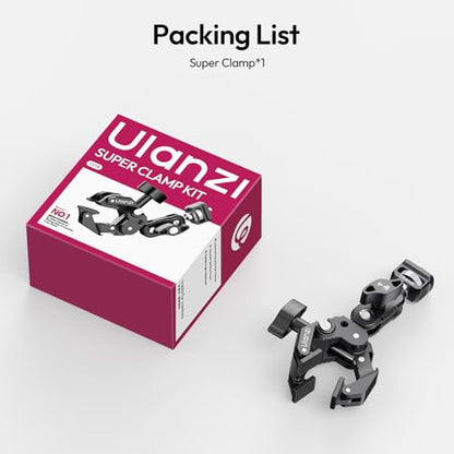 ULANZI CO78 Super Clamp Kit w Magic Arm, for Action Cam – 1/4" & ARRI Locating Pins + Cold Shoe Mount, 3-Jaw & Dual Ball Head Designed for Flexible, Low & High Angle Shot, Load Capacity Within 1kg