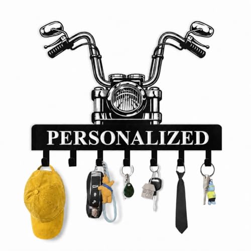 Personalized Key Rack Wall Mount, Custom Motorcycle Key Holder for Wall, Motorcycle Key Organizer with Free Hardware, Metal Key Rack for Biker Decor, Garage Wall Hooks and Rider Gifts - color: Motorcycle