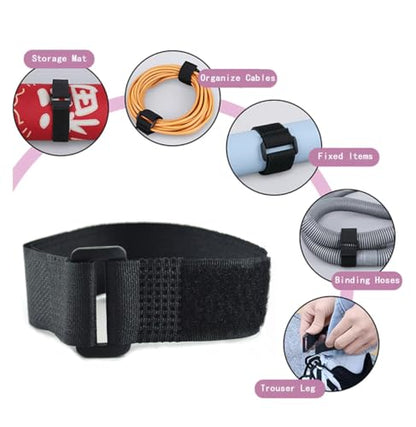 24 Pack (8"-12"-16"-20") Reusable Fastening Cable Ties and Cable Straps,Adjustable Multi-Purpose Hook and Loop Straps Nylon Cable Ties Organizer Fastener Management Wire Straps - size: (8-12-16-20) x 1'' (Black)