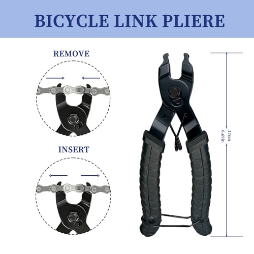 Bike Chain Repair Tools Set, Includes Bicycle Chain Breaker Tool, Master Link Plier, Wear Indicator and 3 Pairs Missing Links for 6-10 Speed Chains