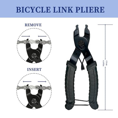 Bike Chain Repair Tools Set, Includes Bicycle Chain Breaker Tool, Master Link Plier, Wear Indicator and 3 Pairs Missing Links for 6-10 Speed Chains