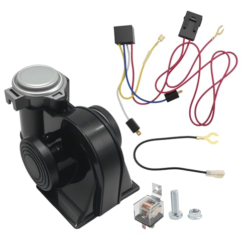 Hoypeyfiy 12V Snail Air Horn Kit 150DB, Heavy Duty Electric Train Horn with Relay Wiring Harness for Trucks, Cars, Motorcycles, SUV, Any 12V Vehicles