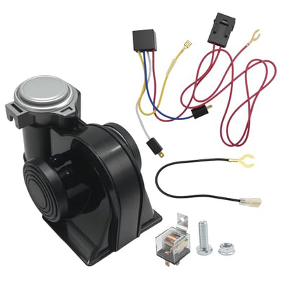 Hoypeyfiy 12V Snail Air Horn Kit 150DB, Heavy Duty Electric Train Horn with Relay Wiring Harness for Trucks, Cars, Motorcycles, SUV, Any 12V Vehicles
