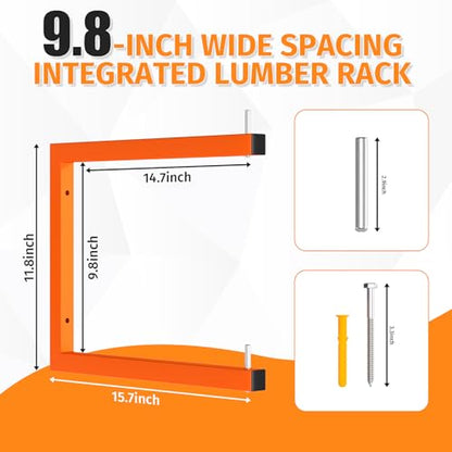 6 Pack Lumber Storage Rack | Wall-Mounted Wood Storage | 6-Tier Heavy-Duty Lumber Rack | 1320 lb Capacity Garage Metal Wood Organizer | Indoor/Outdoor Use (6 Pack-6 Level) - size: 6 Pack-6 Level