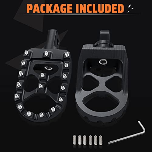 StarknightMT CNC Wide Fat Footpegs 360° Roating MX Foot Pegs Chopper Bobber Style Compatible with Dyna Fatboy Sportster Iron 883 (Black) - color: Black