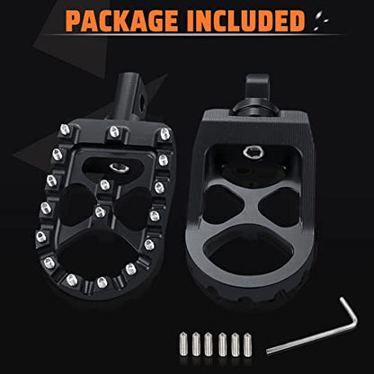 StarknightMT CNC Wide Fat Footpegs 360° Roating MX Foot Pegs Chopper Bobber Style Compatible with Dyna Fatboy Sportster Iron 883 (Black) - color: Black