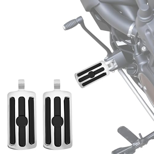 Motorcycle Foot Pegs, 10mm Highway Passenger Footboard Footpegs Male Mount Foot Rest Pedal Chrome and Rubber Style Fit for Harley Davidson Touring Street Glide Softail Dyna Sportster(Chrome) - color: Chrome, size: Style#2
