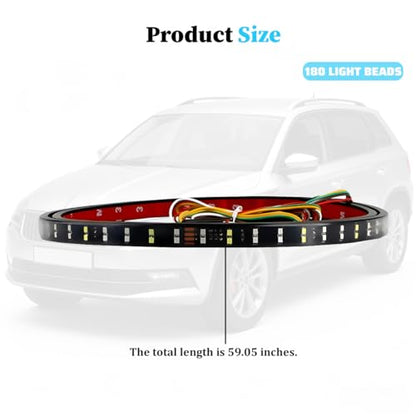 59" Truck Tailgate Light Strip, 180 LED 4 Function Vihicle Brake Running Turn Signal Light Rear Lighting Bar, Pickup Tail Strip Reverse Lamp, Universal for Trailer Truck Cargo Pickup - size: Double 1.5M