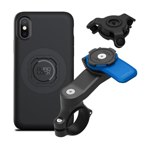 Quad Lock Motorcycle Handlebar Mount Kit with Vibration Dampener and MAG Phone Case for iPhone X/XS - size: iPhone X/XS