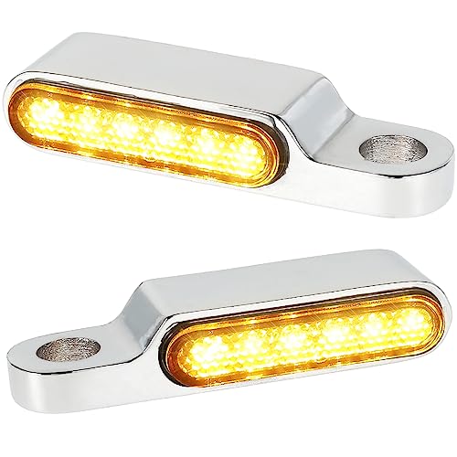 Motorcycle Mini LED Turn Signal Light 2pcs Universal Handlebar Indicator Blinker Light Flasher Lamp with 8mm Rearview Mirror Bolts - color: silver