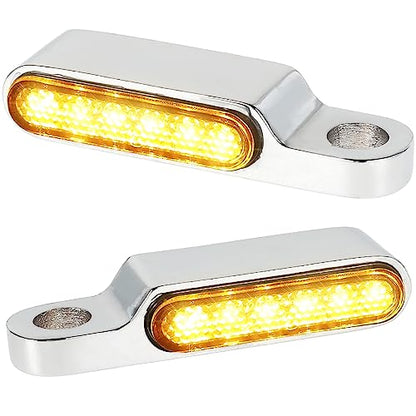 Motorcycle Mini LED Turn Signal Light 2pcs Universal Handlebar Indicator Blinker Light Flasher Lamp with 8mm Rearview Mirror Bolts - color: silver