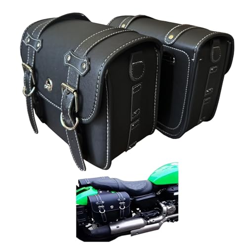 Faux Leather Motorcycle Saddlebags with Lock | fit Softail, Scooter Powersports & Cruisers, Throw Over Saddle Bags for Daily Commute or Long Trips 12.2x5.12x9.84 inches - size: Large Without Cup Bag