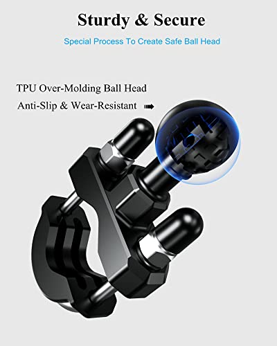 BRCOVAN 1'' Ball Handlebar U-Bolt Mount, Fit Rails Diameter 0.5'' to 1.26'' | 2 Pack, Compatible with RAM Mounts B Size 1 inch Ball Double Socket Arm & Bike Motorcycle Phone Holder