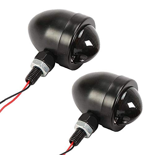 Motorcycle Turn Signals 2pcs Chrome Front Rear Turn Signals 12V with Bullet Shape and Amber Lights Fit Universal Fit for Harley Honda Yamaha Dukati Suzuki Kawasaki - color: Black