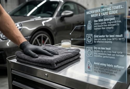 Automotive Detailing Twisted Loop Car Drying Towel, 1400GSM, 36"x24", Streak Free, Lint Free, Reusable, Microfiber Cleaning Cloth for Car, Truck, SUV, Dark Grey/Blue - color: Dark Grey/Blue