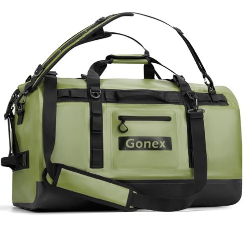 Gonex Waterproof Duffel Bag, 150L Heavy Duty Dry Duffle Bag with Reinforced Thickened Bottom, 3-in-1 Convertible Large Travel Backpack for Kayaking, Motorcycle, Camping & Boating, Army Green - color: Army Green, size: 150L