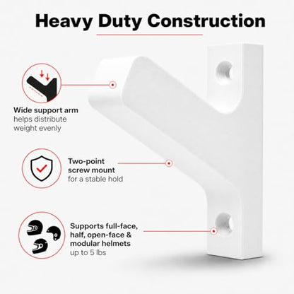 Motorcycle Helmet Hanger Wall Mount – Heavy Duty Screw-in Hook for Riding Gear | Space-Saving Vertical Storage Rack | Keeps Garage and Entryway Organized | Fits Full Face