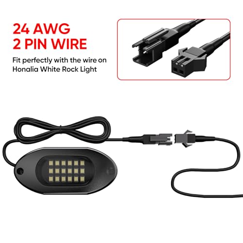 Honalia Pure White Rock Light Extension Wire 4 PCS, Extension Cable 47 Inch 2 Pin, 6000K White LED Rock Lights for Trucks UTV ATV RZR Golf Cart - size: 2-pin