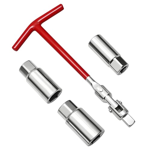 3PCS Car Spark Plug Socket Wrench T-Handle, 16mm 18mm & 21mm Spark Plug Boot Removal Installer Tool, T-Bar Joint Socket Wrench Remover, Fits Motorcycle Small Motor Vehicle - size: 4PCS