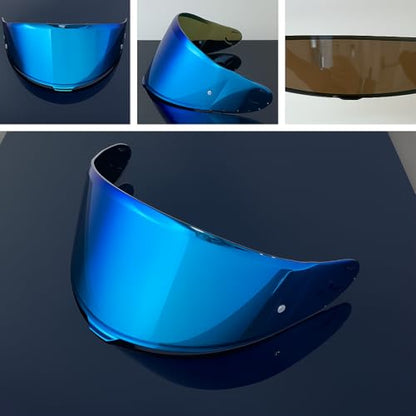 Shoei RF1400 X15 Helmet Visor Replacement Shield, Anti-Fog Sun Shield Accessory Compatible with RF-1400, X15, CWR-2, Z8, X-SPR PRO(Sapphire Blue) - color: Sapphire Blue