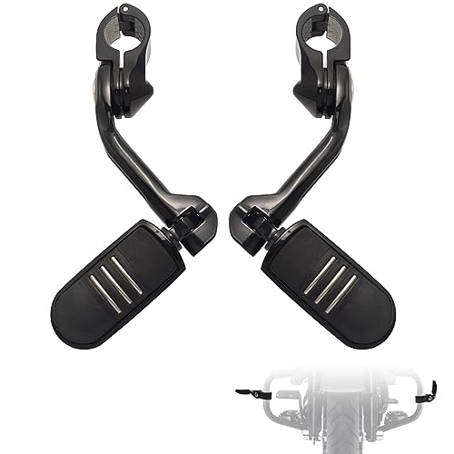 FOVPLUE 1.25" Highway Footpegs,Long Angled Adjustable Highway Pegs w/Mounts for Harley Touring Street Glide Electra Glide Road King Softail CVO Dyna Trike VRSC Sportster w/1-1/4" Engine Guard,Black#3 - color: GLOSS BLACK