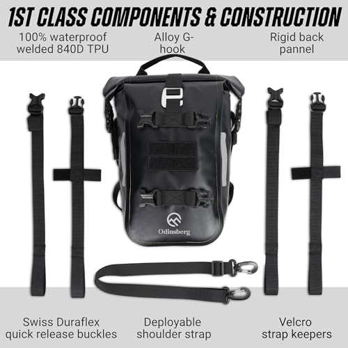 Odinsberg Waterproof Motorcycle Tail Bag 7L Motorcycle Dry Bag Crash Bar Bags used as Luggage on Sissy Bar Back Seat Saddle Bag Rack Fender Bag Pouch Dirt Bike Pack for Moto Enduro ATV - size: 7L